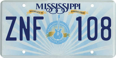 MS license plate ZNF108