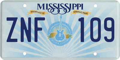 MS license plate ZNF109