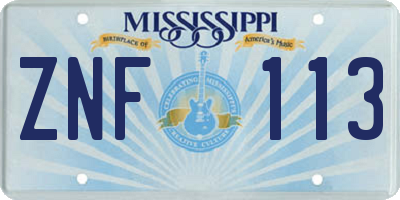 MS license plate ZNF113