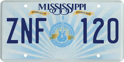 MS license plate ZNF120