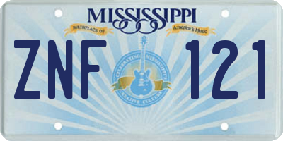 MS license plate ZNF121