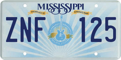 MS license plate ZNF125