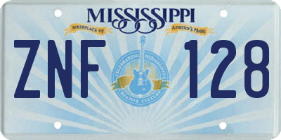 MS license plate ZNF128