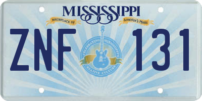 MS license plate ZNF131