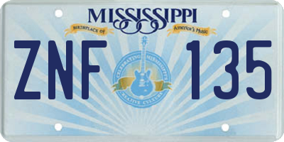 MS license plate ZNF135