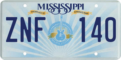 MS license plate ZNF140