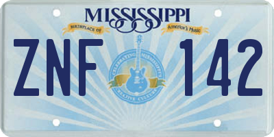 MS license plate ZNF142