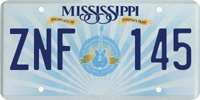 MS license plate ZNF145