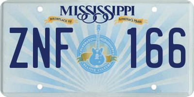 MS license plate ZNF166