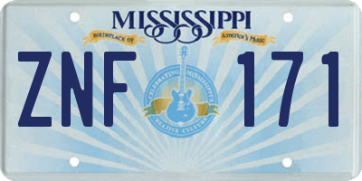 MS license plate ZNF171