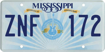 MS license plate ZNF172