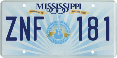 MS license plate ZNF181