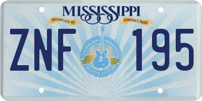 MS license plate ZNF195