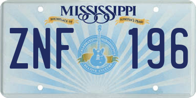 MS license plate ZNF196