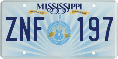 MS license plate ZNF197