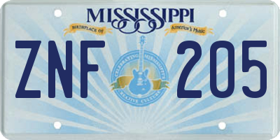 MS license plate ZNF205