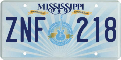 MS license plate ZNF218