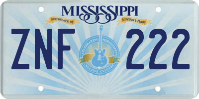 MS license plate ZNF222