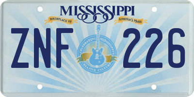 MS license plate ZNF226