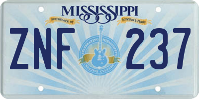MS license plate ZNF237