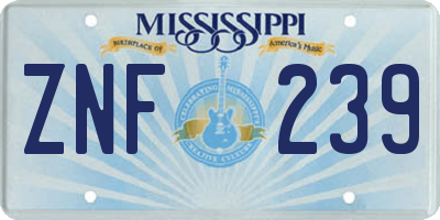 MS license plate ZNF239