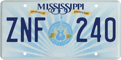 MS license plate ZNF240