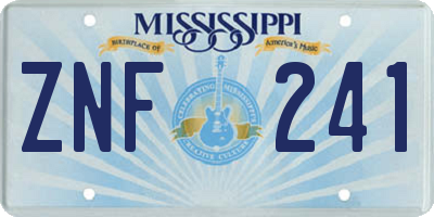 MS license plate ZNF241