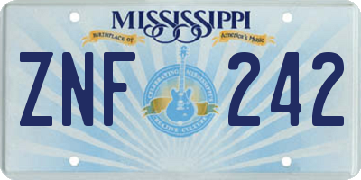 MS license plate ZNF242
