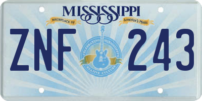 MS license plate ZNF243
