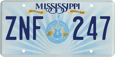 MS license plate ZNF247