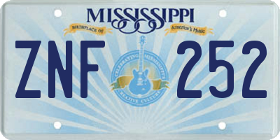 MS license plate ZNF252