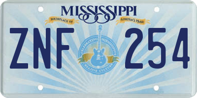 MS license plate ZNF254