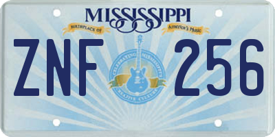 MS license plate ZNF256