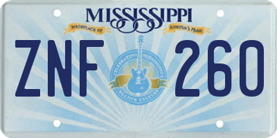 MS license plate ZNF260