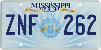 MS license plate ZNF262