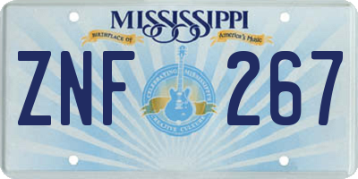 MS license plate ZNF267