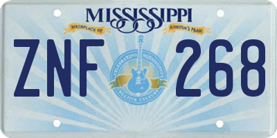 MS license plate ZNF268