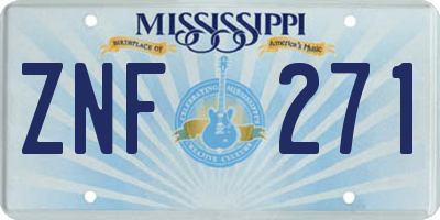MS license plate ZNF271