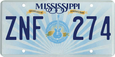 MS license plate ZNF274