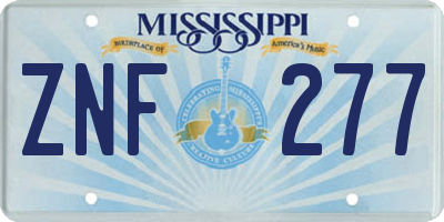 MS license plate ZNF277