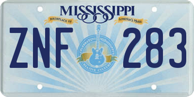MS license plate ZNF283