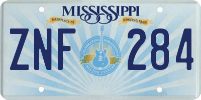 MS license plate ZNF284