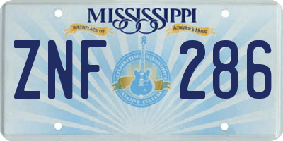 MS license plate ZNF286