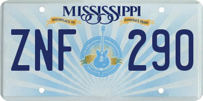 MS license plate ZNF290