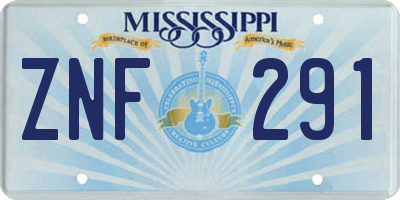 MS license plate ZNF291