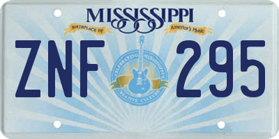 MS license plate ZNF295