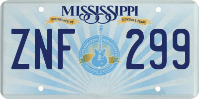MS license plate ZNF299