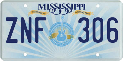 MS license plate ZNF306