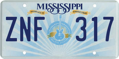 MS license plate ZNF317