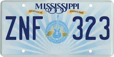 MS license plate ZNF323